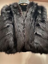 Authentic Vintage Mint Small Black Fox Fur Coat mid length 3/4 sleeve 1940-50's picture