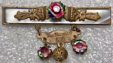 Antique 1915 Mother Of Pearl MOP Rainbow Iris Glass San Francisco Bar Brooch picture