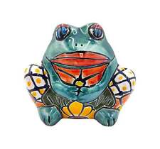 Mexican Talavera Small Squatting Frog Planter Pot Hand Painted - Light Green Fro picture