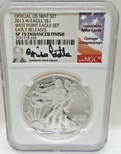 2013W SP70 Enhanced Finish Silver Eagle Signed by Congressman Castle picture