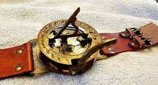 Sun Dial Leather Watch Brass Compass Leather Antique Old Gold Lustre Unusual UK picture