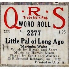 Little Pal of Long Ago - Marimba Waltz 1922 QRS Word Roll Piano Scroll by Dixon picture
