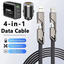 4-in-1 USB TYPE C Cable 100W Fast Charging Flat Braided Anti-Tangle Universal US picture
