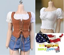 1/6 female Retro Palace Suede Vest Medieval Europe Corset for 12