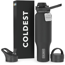 Coldest Shaker Sports Bottle 36+ Hours Cold No Sweat Technology 3 Lids- 46oz picture