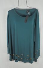 Belldini Women's Slit Sleeve Tunic Top Blouse 3X Long sleeve Winter Teal NWT picture