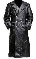 German Classic Military Officer WW2 Uniform Cosplay Genuine Leather Trench Coat picture