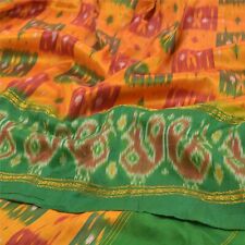Sanskriti Vintage Pure Silk Patan Patola Sarees Handwoven Ikat Sari Craft Fabric picture