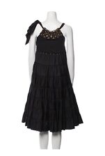 Easton Pearson Dress Black Diamonte Brown Stone Beading Swing Full Ladies 6 4 38 picture