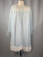 Vintage Nightgown Set SIZE SMALL blue sheer MISS ELAINE 60s short pin-up picture