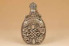Chinese Old antique Tibet silver Carved Chinese knot Statue Sachet snuff bottle picture