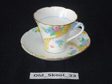 Vintage A.B.J. Grafton Teacup & Saucer Flowers Gold Edging Bone China England picture