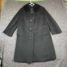 Vintage Union Made Women's Coat Large Black ILGWU USA Button  Faux Fur Collar picture