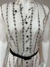 Vintage 1950s Alamo Black White Sleeveless Cotton Casual Dress Tab Accents B 36 picture