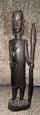 VINTAGE Hand Carved African Warrior With Spear 12” picture