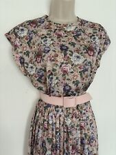 Vintage 90s Cottage Core Floral Dress Size 12 Pretty In Pink Pleated picture