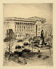 ANTON SCHUTZ, 'U.S. CHAMBER OF COMMERCE, WASHINGTON, DC', signed etching, 1928. picture