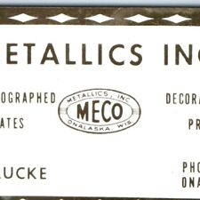 c1940s-50s Onalaska, Wis Metallics Inc Etched Plate Metal Business Card MECO C31 picture