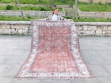 6x9 MODERN DISTRESSED VINTAGE OUSHAK, LARGE AREA WOOL HAND-KNOTTED TURKISH RUG picture