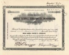 Norfolk Baseball Exhibition Co. Inc. signed by E.G. Barrow - Autographed Stock - picture