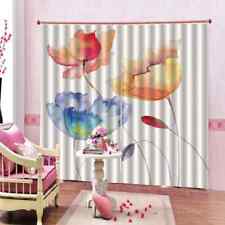 Blue Nice Pink Flowers Printing 3D Blockout Curtains Fabric Window Home Decor picture