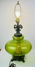 VINTAGE GREEN GLASS LAMP BASE Hollywood Regency Mid Century Modern BoHo Nouveau picture