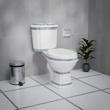 India Reserve Elongated 2-Piece Toilet Dual Flush Green & Gold, Slow Close Seat picture