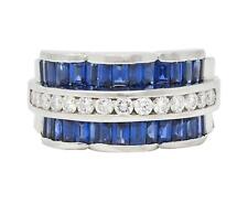Charles Krypell Vintage 2.76 CTW Sapphire Diamond Platinum Arch Wide Band Ring picture