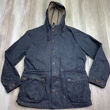 VINTAGE J.Crew Jacket Mens Large Navy Blue Winslow Waxed Hooded Field Chore picture