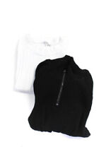Cotton Citizen Womens Cotton Knit Crop Top Sweatshirt White Black Size M S Lot 2 picture