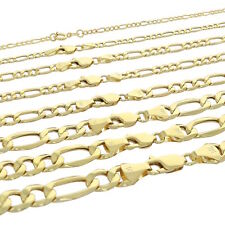 Real 14K Yellow Gold 2mm- 8mm Italian Figaro Link Chain Pendant Necklace 16