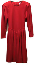 Vintage 1960's Pre-teen 12 or Women's Small Red Drop Waist Long Sleeve Dress EUC picture