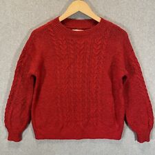 Ann Taylor LOFT Red Wool Blend Cable Knit Crew Pullover Sweater Women’s Small picture