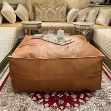 Top Quality Leather Moroccan Genuine Brown Ottoman Handmade Pouffe Unstuffed picture