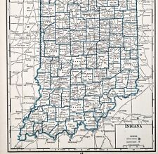 VINTAGE 1934 Map INDIANA County Township Railroads Indianapolis South Bend picture