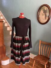 Vintage 60s R&K Originals Black Striped Knit Sweater Dress S picture