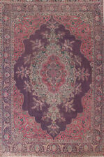 Vintage Traditional Purple Wool Tebriz Area Rug 9x12 Handmade Living Room Carpet picture