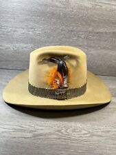 Vintage 4X Beaver John B. Stetson Camel Tan Western Cowboy Hat 7 1/8 With Pin picture