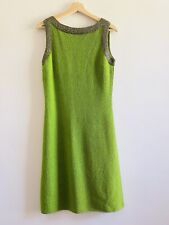 Vintage 1960s Sydney's Los Angeles Beaded Knit Party Sheath Dress, Lime Green picture