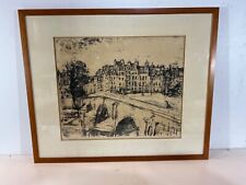 Antique European Street Scene Framed Lithograph Signed by Artist picture