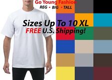 Men's Short Sleeve Tee Shirt Plain T-Shirt Heavyweight Cotton Big & Tall 4X-10X picture