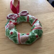 Longaberger 2007 Christmas Ceramic Wreath Tie-On or Tree Ornament picture