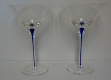 Orrefors INTERMEZZO (BLUE) Executive Martini Glasses (Extra Tall) SET OF TWO picture