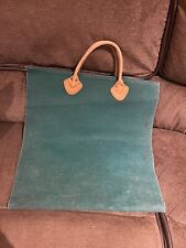 vintage LL BEAN freeport maine CANVAS Log Firewood tote Carrier Leather GREEN picture