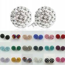 1Pair Czech Crystal Disco Ball Stud Silver Sparkle Earring 4mm 6mm 8mm 10mm 12mm picture