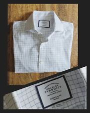 🇬🇧 CHARLES TYRWHITT Small 15/33 White Check Shirt Super Slim picture