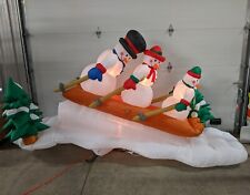 Rare Gemmy Christmas Skiing Snowman Family Airblown Inflatable 11 ft picture