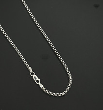 SOLID 925 STERLING SILVER Round Box Link Chain Necklace 4MM Strong and Sturdy picture