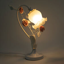Roses Flower Desk Light LED Table Lamp w/ Glass Lampshade for Bedroom Desk picture