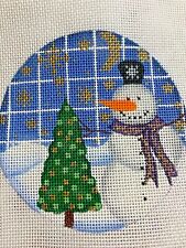 Handpainted Needlepoint Christmas Ornament Snowman Display 18ct Zweigart Canvas  picture